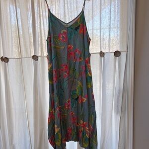 Floral Green Spaghetti Strap Dress